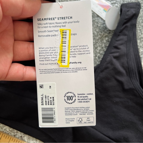 NWT Women's Jockey Generation Seamfree Stretch Black Sports Bra Size Small - Picture 9 of 10